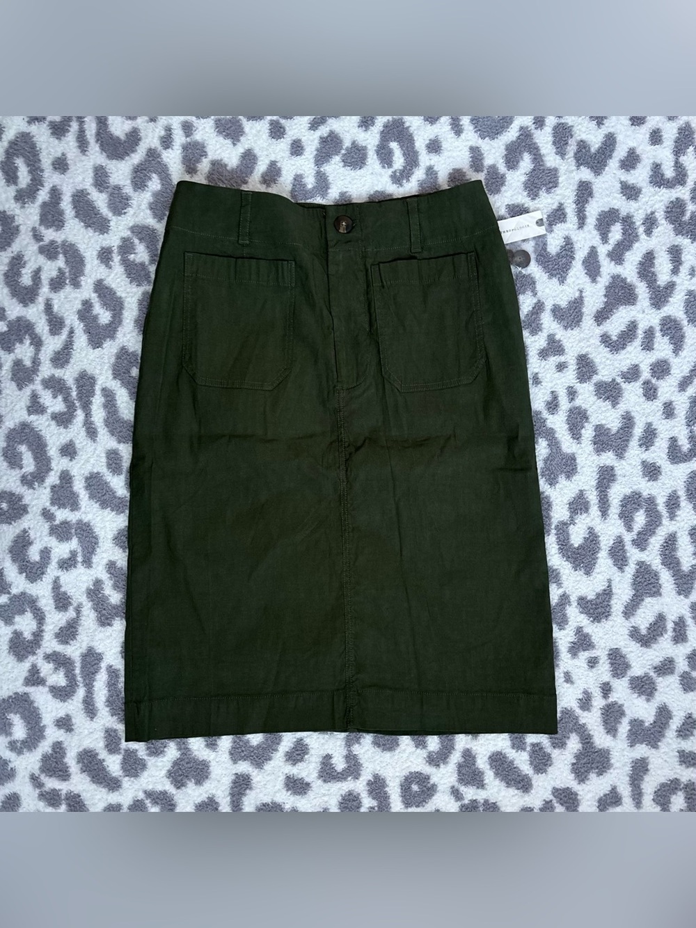 NWT Anthropologie Maeve Army Green Linen Fall Midi Skirt